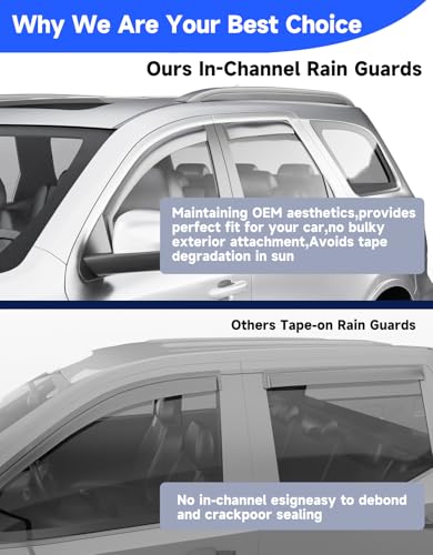 in-Channel Window Rain Guards Fit for Dodge Durango 2011-2026,Extra Durable Visors Vent Visors Window Deflector Vent Shades Car Accessories -4 pcs - size: For 2011-2026 Dodge Durango