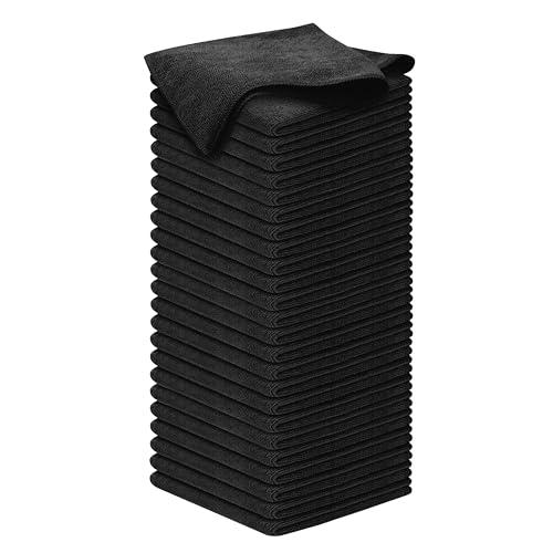 USANOOKS Premium 300GSM Microfiber Cleaning Cloth - 12.5"x12.5" High Performance - 1200 Washes, Ultra Absorbent Microfiber Towels for Cars Undercarriage, Rims & Engine Bay Cleaning - Microfiber Cloth - color: Black, size: 50 pack