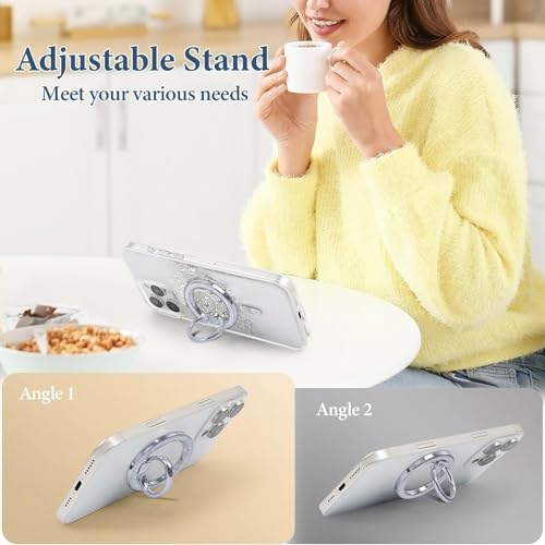 Magnetic Phone Ring for MagSafe Grip [Super Magnet] Gold Twinkle Design Ring Holder Stand, magsafe pop Socket (Colorful and Dazzling) - color: Colorful and dazzling