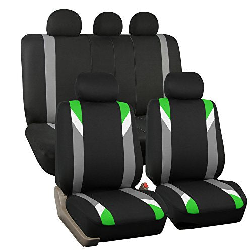 FH Group Premium Modernistic Flat Cloth Car Seat Covers – Universal Fit, Washable Seat Covers for SUV Sedan Van, Green, Full Set - color: Green, size: Full Set