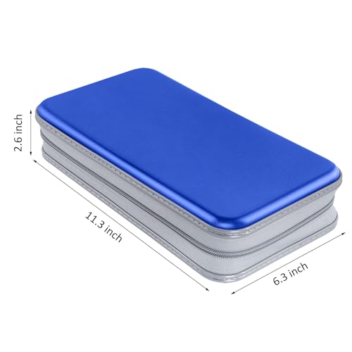 Siveit CD Case, DVD Case Holder 96 Capacity Hard Plastic CD DVD Disc Cases Storage Binder Wallet for Car Home Office Travel (Blue) - color: Blue