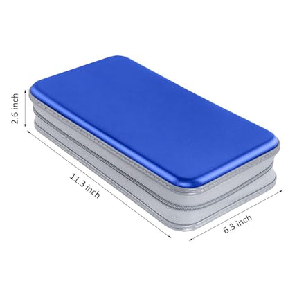 Siveit CD Case, DVD Case Holder 96 Capacity Hard Plastic CD DVD Disc Cases Storage Binder Wallet for Car Home Office Travel (Blue) - color: Blue