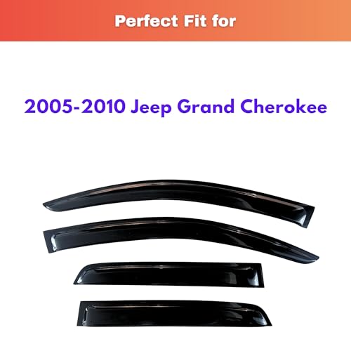 KPY Rain Guards Fit for 2005-2010 Jeep Grand Cherokee, Out-Channel Window Visors Vent Wind Deflectors 4PC, Car Accessories for 05-10 Grand Cherokee - size: 2005-2010 Grand Cherokee