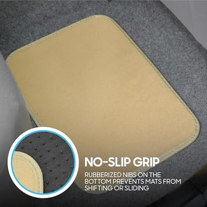 BDK MT-100-LB Classic Light Beige Carpet Floor Mats with Vinyl Heel Pad for Car SUV Truck Van, Universal Fit Front & Rear Liner - color: Light Beige