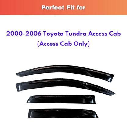 KPY Rain Guards Fit for 2000-2006 Toyota Tundra Access Cab, Out-Channel Window Visors Vent Wind Deflectors 4PC, Truck Accessories for 00-06 Toyota Tundra (Extended Cab Only) - size: 2000-2006 Tundra Access Cab