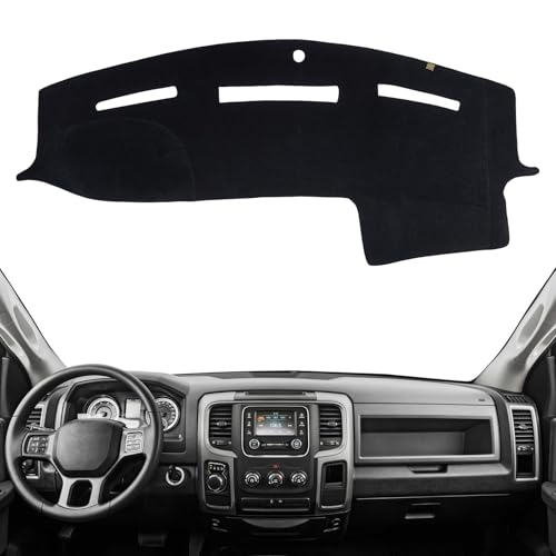 Dashboard Cover Dash Mat Fit for 2018-2009 Do-dge Ram 1500,2018-2010 Ram 2500 3500 (Without HUD Models),Car Dash Board Mat Anti-Glare Carpet,Non-Slip Pad Sunshield Protector (Black) - color: Black, size: Fit 09-18 Ram 1500