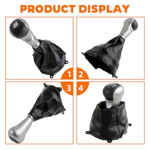 GoaMotors Pack of 3 Manual Gear Shift Knob 5 Speed with Leather Boot for Honda Civic 2006-2011, Replace #54102-SNA-A01, 54102-SNA-A02, for Honda Civic Manual Gear Shift Knob