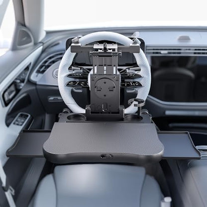 Car Steering Wheel Tray Back Seat Tray,Extension Steering Wheel Desk Car Food Eating Tray Table,Car Laptop Desk with Phone/Tablet/Cup Holder for SUVs,Trucks & Vans - size: 17.7"*25.6"