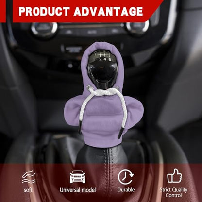 Gear Shift Hoodie, Shifter Hoodie, Funny Car Gear Shift Protector Cover, Automotive Interior Cute Gadgets Fashionable Mini Sweater Shifter Stick Knob Cover Universal for Most Vehicles (Purple) - color: Purple