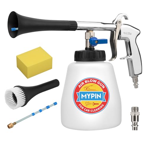 Aluminium Car Cleaning Gun Set with Tapered Nozzle, 6-9.2Bar High Pressure Air Blow Gun with 2 Set Nozzle, Pressure Air Blower Blow Gun Producing Powerful Blast of Air for Cleaning Cars, Velvet, etc - color: White, with Bottle Set