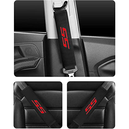2PCS Seat Belt Covers Compatible with Chevy Camaro SS Accessories, Seatbelt Shoulder Strap Pads Safety Belt Cushions Protective Sleeves for Camaro SS Owners - color: Seat Covers-SS