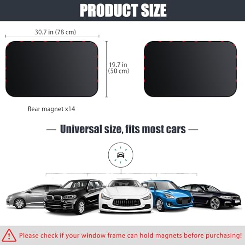 ZATOOTO Car Window Shade for Baby Car Privacy Shades Full Blackout Car Window Covers for Back Window Magnetic Side Window Shade Universal Cool Down Your Car Great for Traveling, Camping Privacy - size: Blackout (Rear)-2pcs