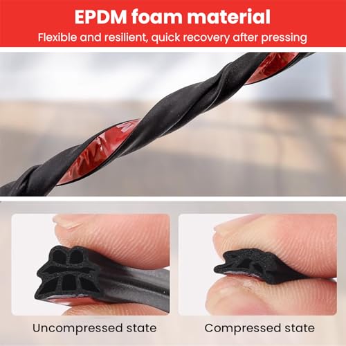 Car Door Seal Strip, Universal Self Adhesive Weather Stripping Door Seal, Thickened Double Layer Rubber Weather Stripping for Car Doors Fit Cars, Trucks, RVs, Pickups, SUVs (52.49FT) - size: 52.49FT
