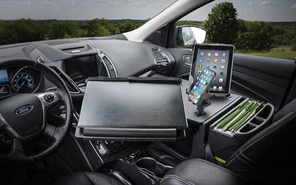 AutoExec Reach Car Desk for Your Vehicle Workstation and Mobile Office, Front Seat, Black with 400 watt Power Inverter, Phone Mount and Tablet Mount - color: Black, style: 400 watt Power Inverter, Phone Mount and Tablet Mount