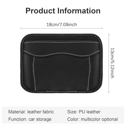 Car Seat Side Pocket Organizer, PU Leather Small Car Storage Pocket Bag, Automotive Gap Organizer Bag Seat Gap Filler for Phone, Keys, Registration (Black)