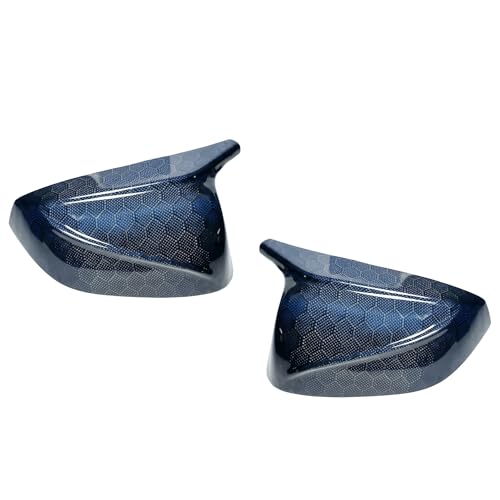 Real Carbon Fiber Side Mirror Covers Compatible with Infiniti Q50 Q50S (2014-2024), Q60 (2017-2022), Q70 (2014-2019) - Horn Style Replacement Housing Caps (Blue Honeycomb Carbon Fiber) - style: Blue Honeycomb Carbon Fiber