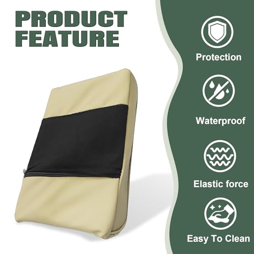 1 PCS Car Armrest Box Booster Pad, Leather 3D Texture Anti-Scratch Protective Cover, Memory Foam Leather Relieve Elbow Pressure Cushion, Universal for SUV, Truck, RV and More (Beige) - color: Beige