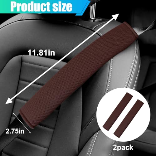 2PCS Long Car Seat Belt Cover Pads, Soft Mesh Seatbelt Shoulder Strap Protector Pad for Comfort Driving, Breathable Car Seat Belt Pad Harness Cushion Protect Your Neck and Shoulder (Coffee) - color: Coffee