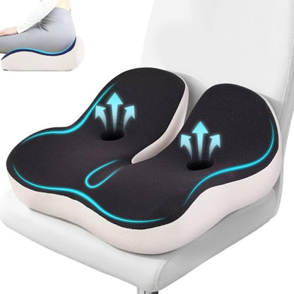 Seat Cushion,Office Chair Memory Cushion, Ergonomic Design, Relieve Sciatica and Long-Term Sitting Pain, Suitable for desks, car Seats, Games, wheelchairs - color: Black