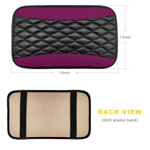 Car Center Console Cushion Pad, 12.6"×7.5" Waterproof Leather Armrest Seat Box Cover Protector, Soft Comfortable Anti-Scratch Arm Rest Console Pad for Most Cars Trucks SUVs (Purple) - color: Purple