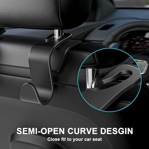 Car Seat Back Hook, Car Headrest Hook, Car Accessories for Interior, 4 Pack Plastic Black Hook, Suitable for Handbags, Shopping Bags, Clothes, Portable Tool Box