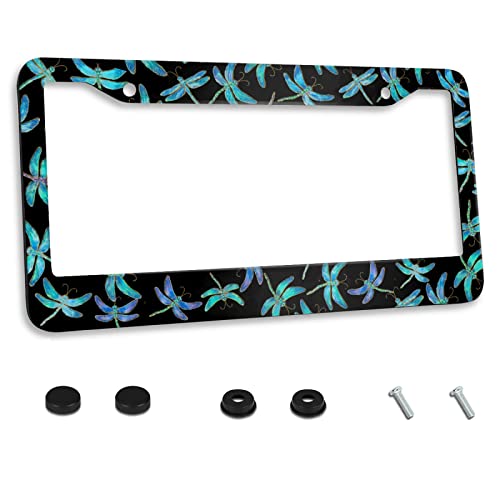 Personalized License Plate Frame Stainless Steel Beautiful Dragonfly Insects Flying Car License Plate Accessory Decorative 2 Holes and Screws Fits US Standard License Plates Size: 12.2 x 6.3 in - color: Beautiful Dragonfly Insects Flying, size: One size