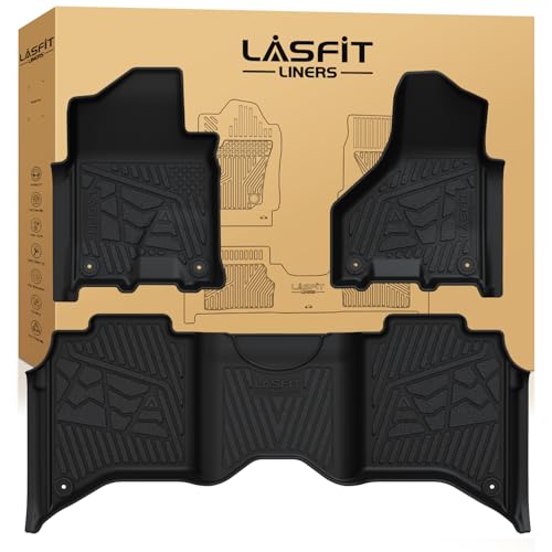 LASFIT Floor Mats for 2019-2025 2026 Ram 2500/3500 Crew Cab Bucket Seat for Carpet & Vinyl Floor (NOT fit Model with PTO Kit), All Weather TPE Custom Fit Car Mats Floor Liners 1st & 2nd Row, Black - style: 3) 2500/3500 | 2019-2026 | Crew Cab Floor Mats