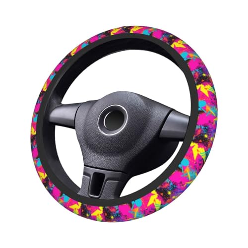 Retro 80s 90s Steering Wheel Covers Non Slip Neoprene Universal 15 Inch Steering Wheel Protector Car Cover for Men Women - color: 80s 90s