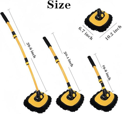 BMLEI Car Wash Brush with Long Handle, Microfiber Towels Car Wash Kit Cleaning Supplies, Car Wash Mop Mitt with 2 Replacement Head , Extension Pole Car Brush Cleaning Kit for Cars Trucks - color: Yellow Mop With Yellow Washing Cloth