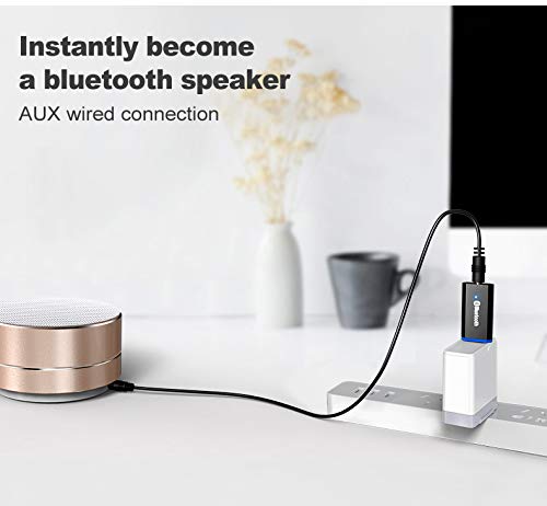 USB Bluetooth Adapter, Bluetooth USB Audio Receiver Wireless Adapter for Home/Car Stereo System, Portable Speakers with AUX in & 3.5mm Cable (Black) - color: Black