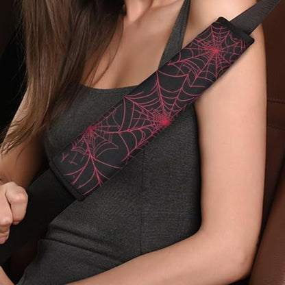 Red Spider Web Car Seat Belt Cover Pad,omfortable Seat Strap Pads,Compatible with All Models of Seatbelt Covers,Can Be Used As A Backpack Shoulder Pad, Essential Car Seat Shoulder Strap Pads - color: Red Spdier Web