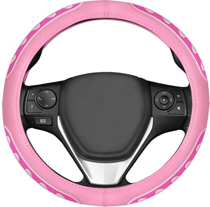 Ventilated Heart-Shaped Steering Wheel Cover with Anti-Slip Leather Grip. Compatible with Ford, Toyota, Honda, Nissan, and Chevrolet Vehicles for 14.5-15.2 inch Round Steering Wheels. - color: White Heart Spinner