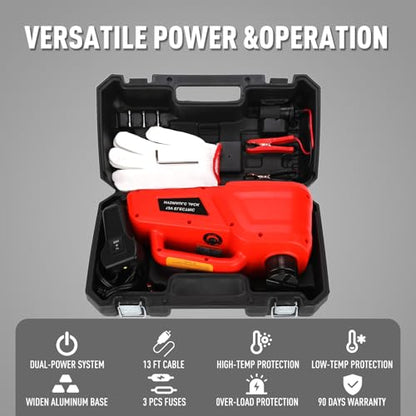 EFFIROSO Electric Car Jack 5 Ton/11000lbs 12V Lightweight Hydraulic Car Lift with 6.1-17.7 Inches for SUV Sedan Truck Repair Tools for Tire Change Replacement - color: Red
