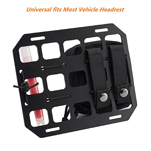 TACNEX Car Headrest Organizer MOLLE Panel for Vehicle Seat Back EDC Pouch Tool Holster Bag Gadget Holder Backpack Insert Panel Tactical Gear Rack Truck Equipment Plate Modular Storage Shelf - style: Headrest Panel