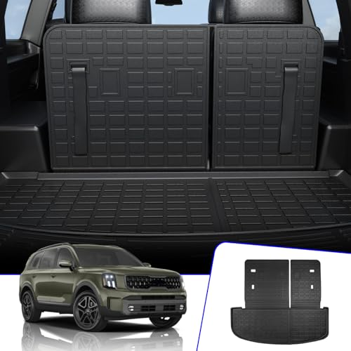Rongtaod Cargo Mat Compatible with 2020-2025 Kia Telluride (Not for 2027) Cargo Liner Trunk Mat TPE All Weather Back Seat Cover Protector 2024 Telluride Accessories (Trunk Mat with Backrest Mat) - color: Trunk Mat with Backrest Mat