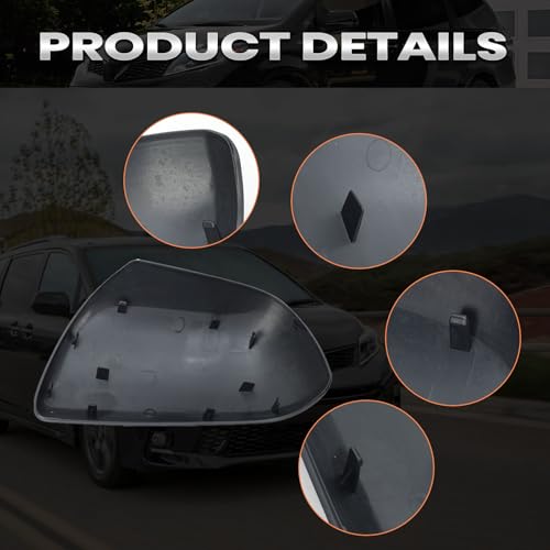 Compatible with 2012-2020 Toyota Sienna Right Side Mirror Cover Cap, Black Passenger Side Clip-on Mirror Cap Replacement Without Turn Signal Light Replaces for 87915-08021-C2 - color: Right Black
