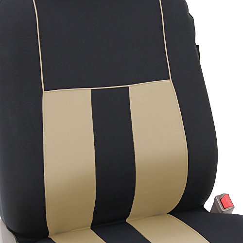 FH Group Striking Striped Car Seat Covers - Universal Fit, Washable Seat Covers for Cars, SUVs, Vans, Sedans, Beige, Front Set - color: Beige, size: Front Set
