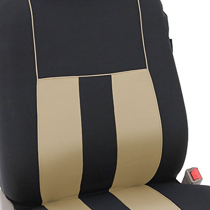 FH Group Striking Striped Car Seat Covers - Universal Fit, Washable Seat Covers for Cars, SUVs, Vans, Sedans, Beige, Front Set - color: Beige, size: Front Set