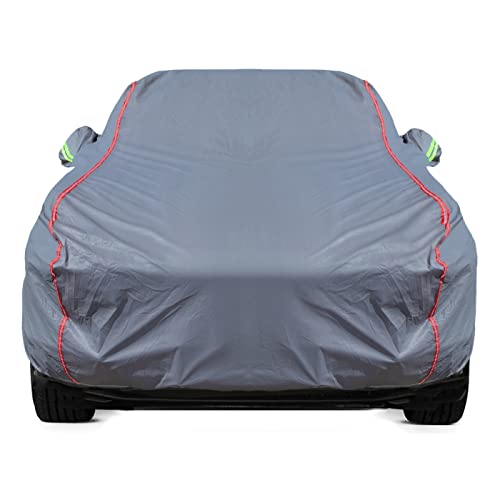 Breathable New Material, Waterproof Car Cover, Locks and Zipper Doors, Sunscreen Waterproof UV Prevention Snowproof Wind and Windproof,Suitable for Indoor Outdoor,for Sedan (Up to 181") C1 - color: Gray, size: C-1 Apply-Sedan - Body Length Up to 181"