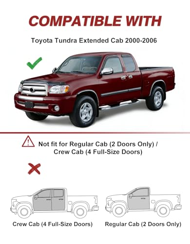 Outside-Mount Window Rain Guards Fit for Toyota Tundra Extended Cab 2000-2006, Window Visors Wind Deflector Dark Smoke Vent Shades - size: Fit for 2000-2006 Toyota Tundra Extended Cab