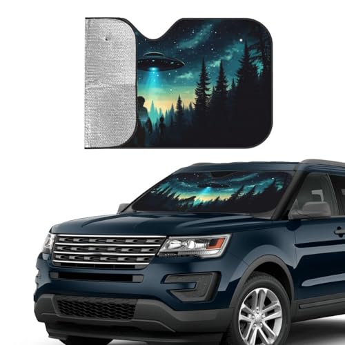 Alien Tree Car Sun Shade Windshield Sunshade Foldable Front Window Shield Cover for Truck SUV - color: Blue1