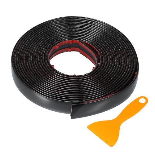 Window Trim Strip Kit 7/10" 18mm Width 16Ft 5m Universal for Exterior Car Bumper Door Body Self Adhesive Scratch-Proof Decorative Sticker Plastic Gloss Black - color: Black, size: 18mm