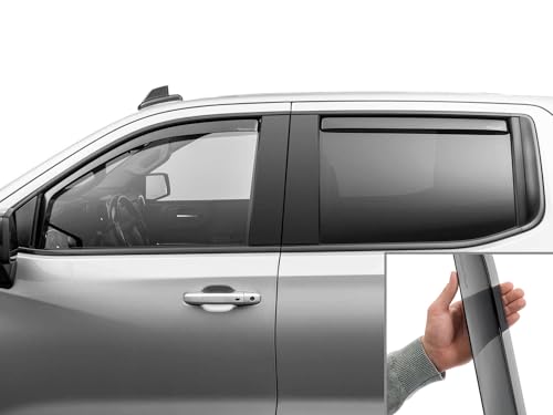 WeatherTech Custom Fit Side Window Deflectors for Chevrolet Silverado 1500 LTD, Silverado 1500, Sierra 1500 Limited - (82930IM), Dark Tint - color: Dark Tint