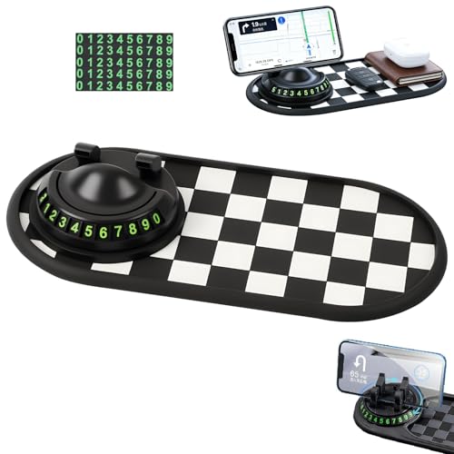 Mobile Phone Bracket Anti-Slip Mat,Multifunction Car Anti Slip Mat,360° Rotatable Non-Slip Vehicle Dashboard Mat with Phone Holder & Temporary Parking Number (Style-C) - color: Style-C