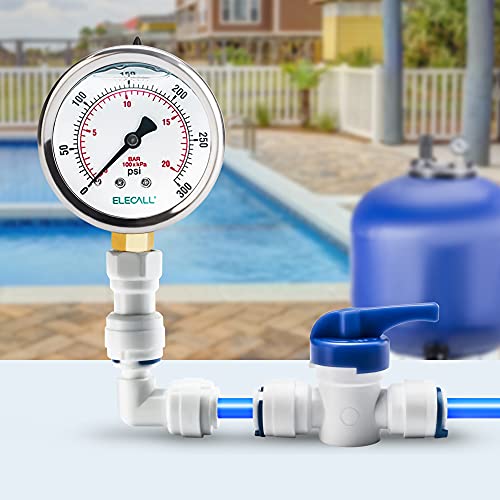 2-1/2" Liquid Glycerin Filled Air Pressure Gauge, 0-300Psi, 1/4" NPT Lower Mount, Stainless Steel Case, Brass Internals, Water Pressure Gauge - size: 0-300 Psi