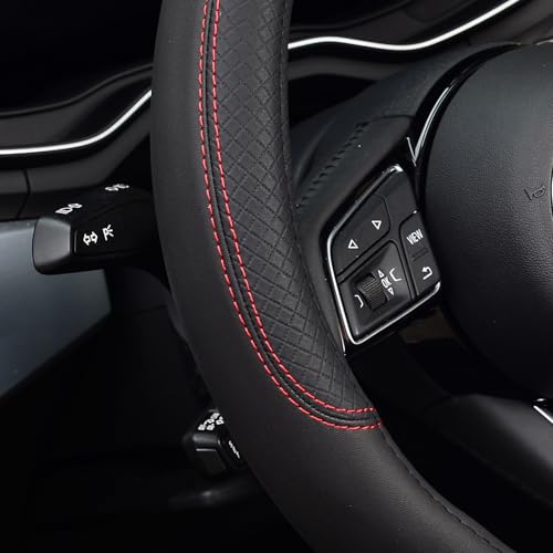 LABBYWAY Steering Wheel Cover, Universal Fit 15 Inch Microfiber Leather Car Wheel Protector, Anti-Slip, Black - color: black
