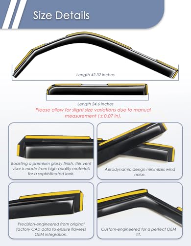 in-Channel Window Rain Guard for Fit for Toyota 4Runner 2010-2024 Rain Guards Side Window Visors Low Profile Vent Visor Window Deflectors Vent Shades Car Accessories - size: 2010-2024 Toyota 4runner
