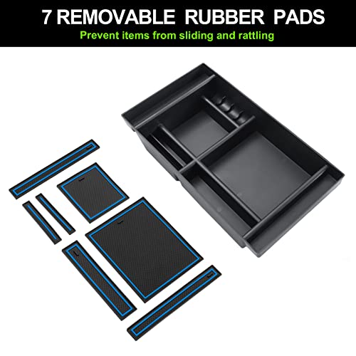 PIMCAR Center Console Organizer Compatible with 2019-2022 Chevy Silverado 1500/GMC Sierra 1500 & 2020-2023 Chevy Silverado/GMC Sierra 2500 HD/3500 HD (Full Console w/Bucket Seats ONLY) Blue Trim - color: 19-22 1500 & 20-23 2500HD & 3500HD Blue