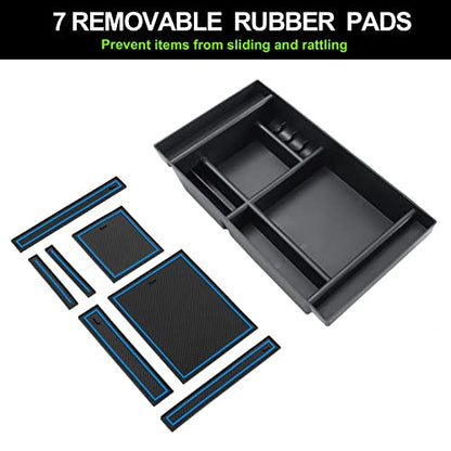 PIMCAR Center Console Organizer Compatible with 2019-2022 Chevy Silverado 1500/GMC Sierra 1500 & 2020-2023 Chevy Silverado/GMC Sierra 2500 HD/3500 HD (Full Console w/Bucket Seats ONLY) Blue Trim - color: 19-22 1500 & 20-23 2500HD & 3500HD Blue