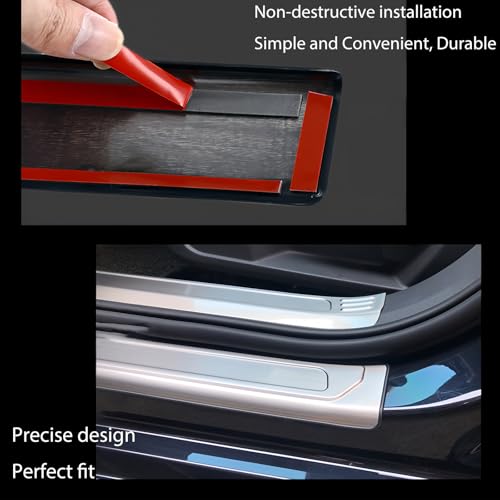 4 PCS Stainless Steel Chrome Silver Door Sill Protector Trims for Toyota RAV4 2019-2022 2023 2024,Outside Door Sill Scuff Plate Guard Cover Trim Door Sill Decorative Decals